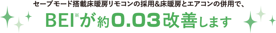 床暖房とエアコンの併用でBEIが約0.03改善します