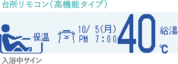 入浴中のアイコンがゆっくり点滅します。